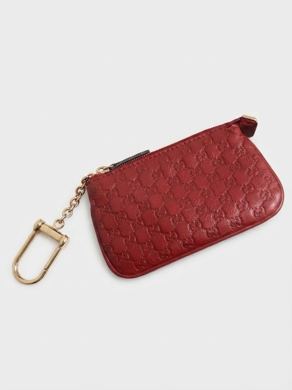 GUCCI Red Micro Guccissima Pochette Clefs Key Pouch Coin Case Cardholder